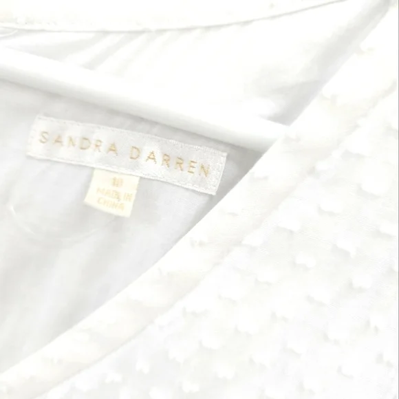 New Sandra Darren White Swiss Dot Fit and Flare - Picture 8 of 9